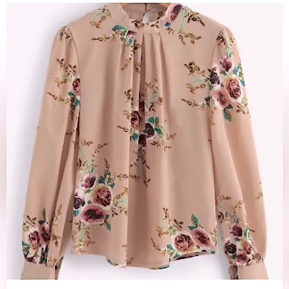 Macy’s Floral Chiffon Pleated Blouse